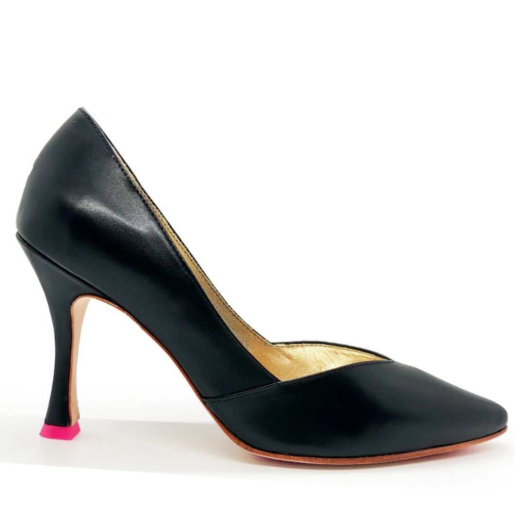 Claire Flowers Pump in Black Leather