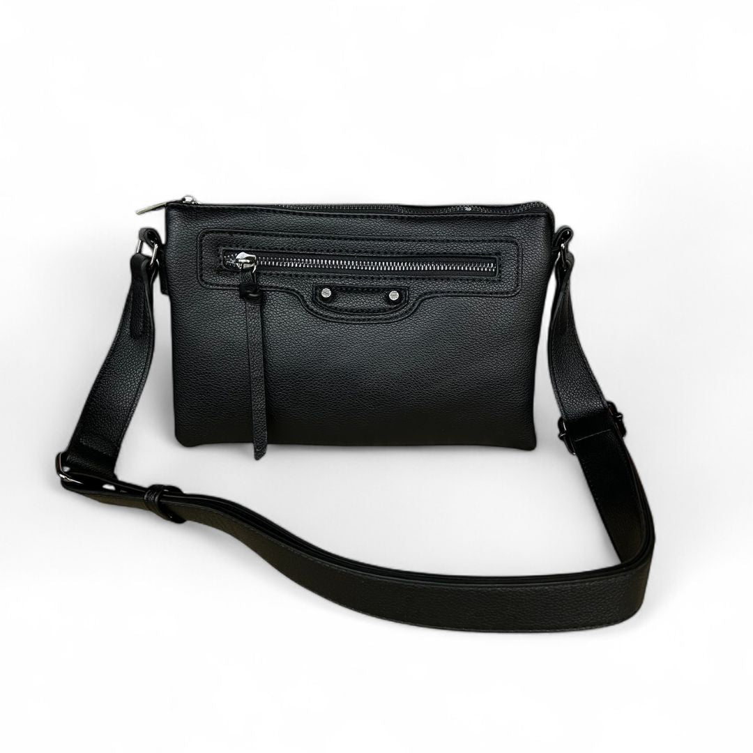 Claire Flowers Crossbody in Black Leather