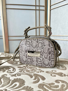 Snake Leather and Silver Crossbody Bag