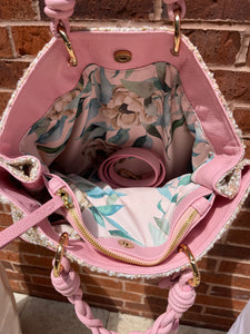 Pink and Cream/Gold Boucle Handbag