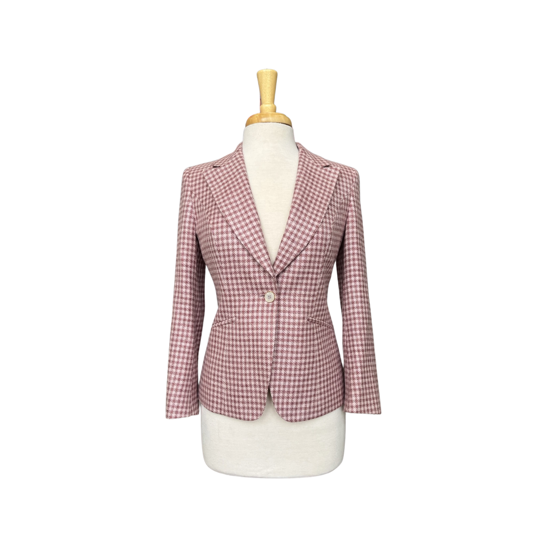 Blazer in Pink Houndstooth