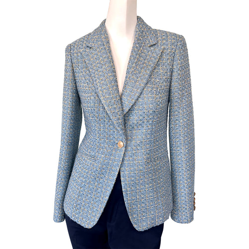 Blazer in Gold and Blue Boucle