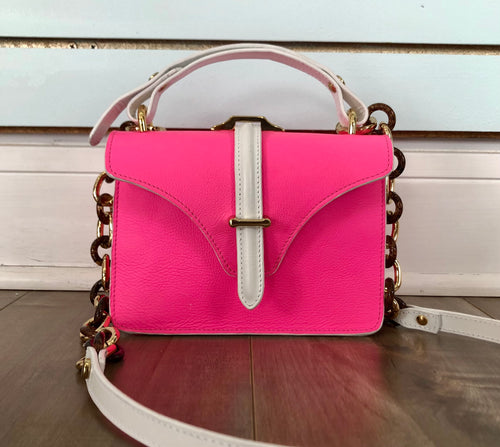 Neon Pink and White Mini Bag