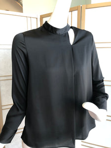 Blouse in Black Satin with Cut-Out Detail