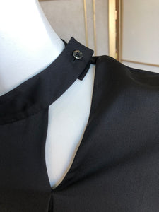 Blouse in Black Satin with Cut-Out Detail