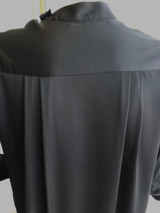 Blouse in Black Satin with Cut-Out Detail